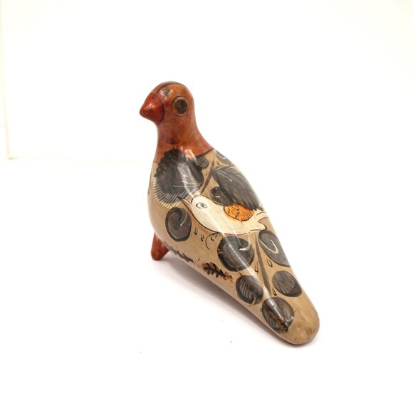 Vintage 1969 Tonala Pottery Mexican Folk Art Hand Painted Dove Bird Figurine - Picture 1 of 6